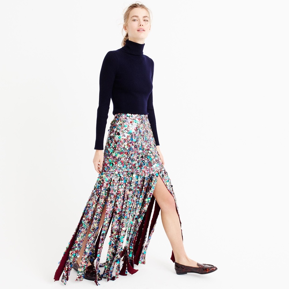 ISO: J. Crew Collection Blue Sequin Maxi Skirt